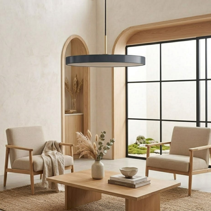 Lampada a sospensione LED retrò a disco sottile con sommità in ottone