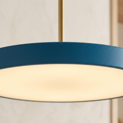 Lampada a sospensione LED retrò a disco sottile con sommità in ottone