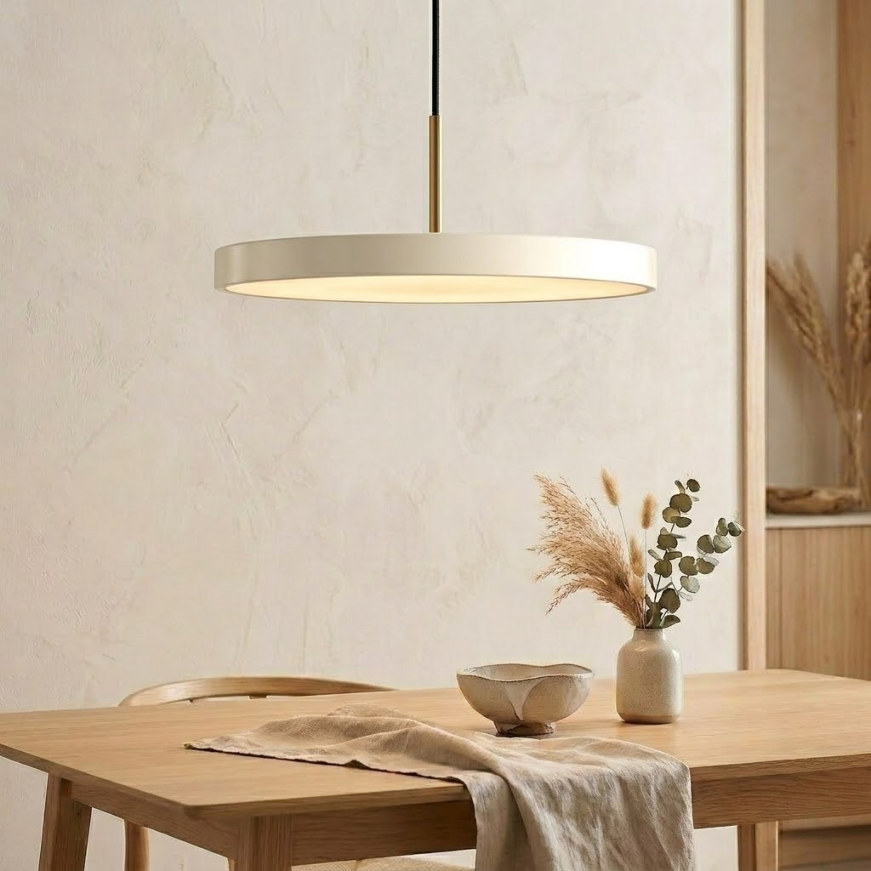 Lampada a sospensione LED retrò a disco sottile con sommità in ottone