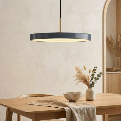 Lampada a sospensione LED retrò a disco sottile con sommità in ottone