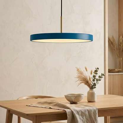 Lampada a sospensione LED retrò a disco sottile con sommità in ottone
