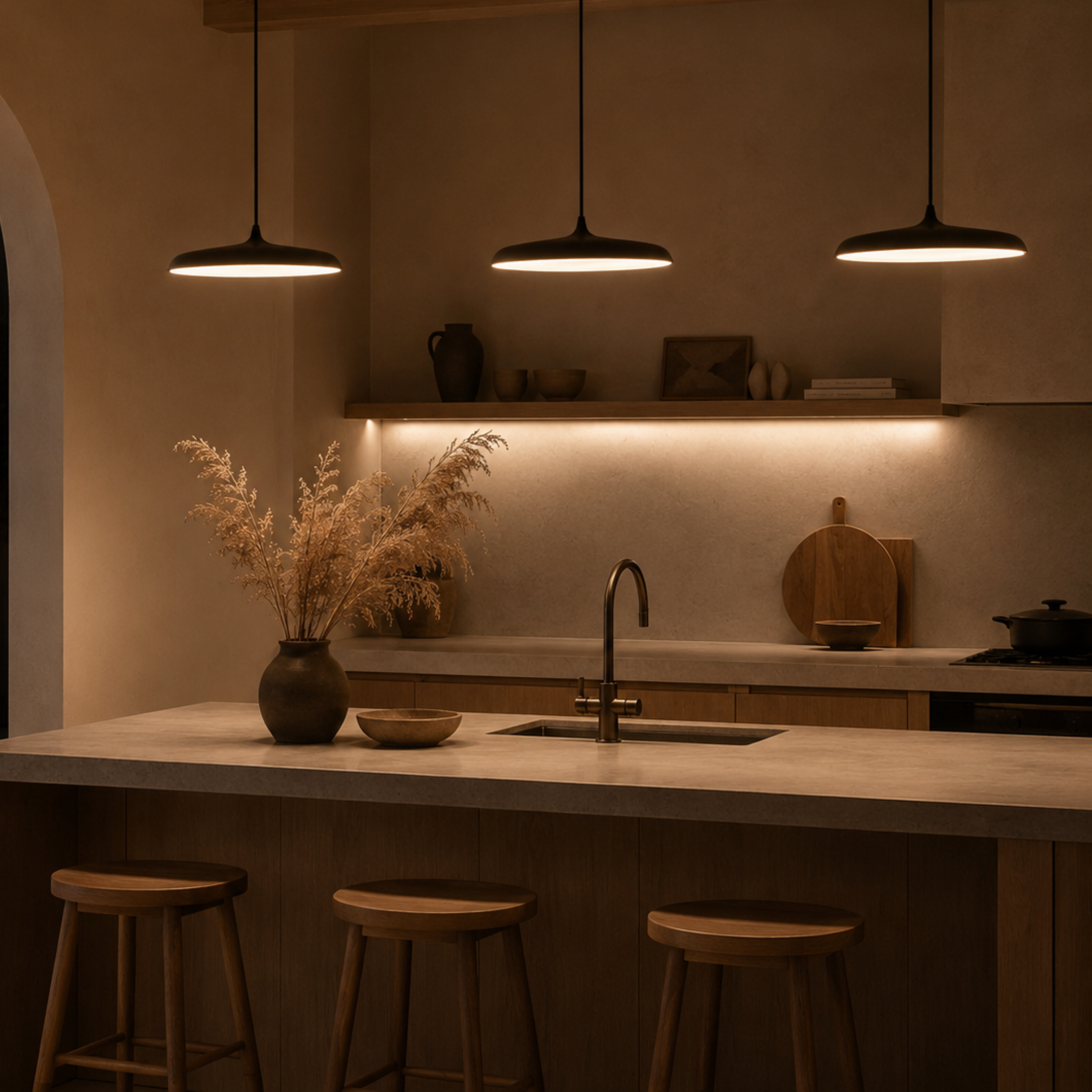 Lampada a sospensione LED sottile in alluminio nero