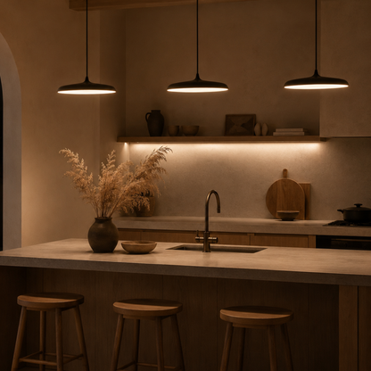 Lampada a sospensione LED sottile in alluminio nero