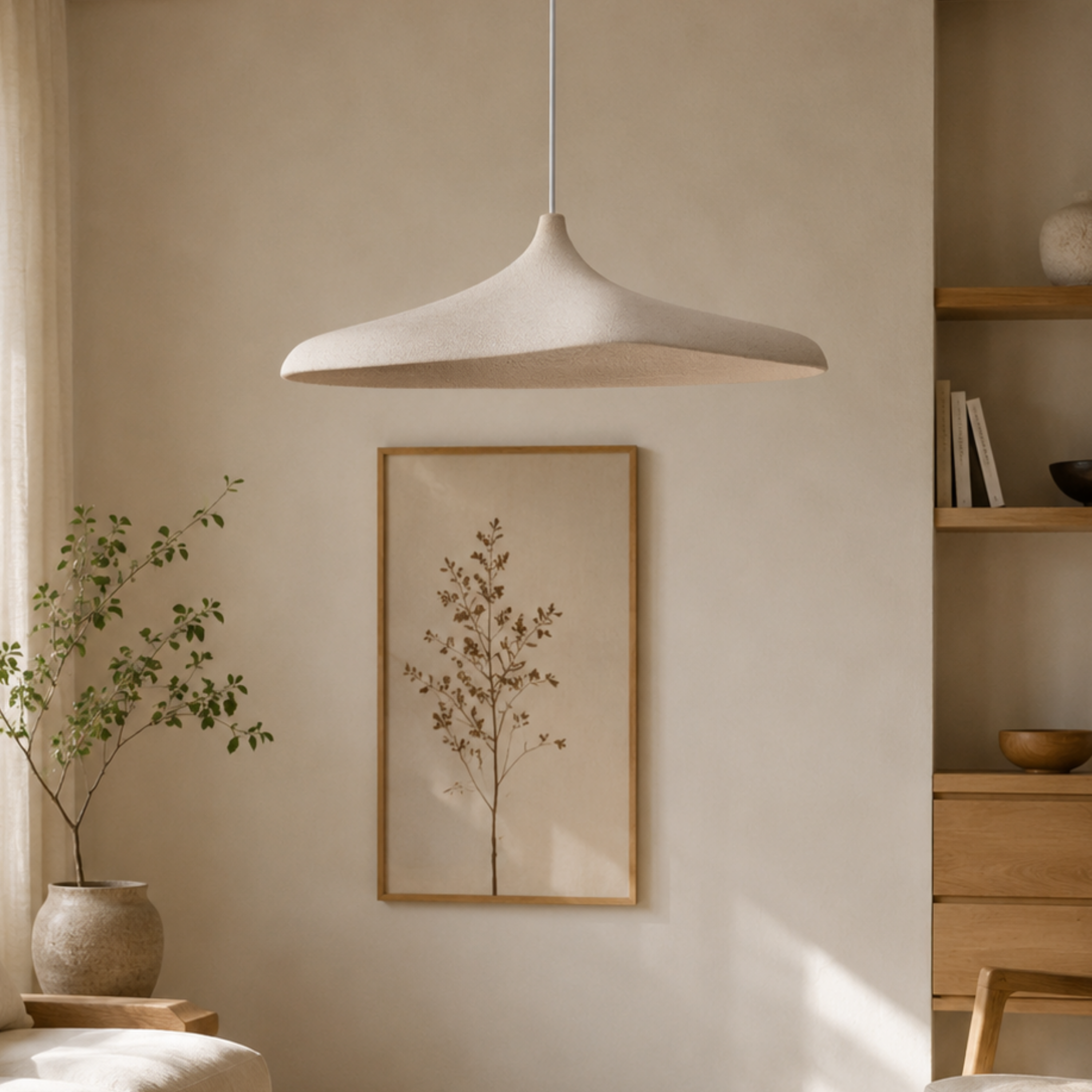 Lampada a sospensione LED wabi sabi giapponese effetto carta