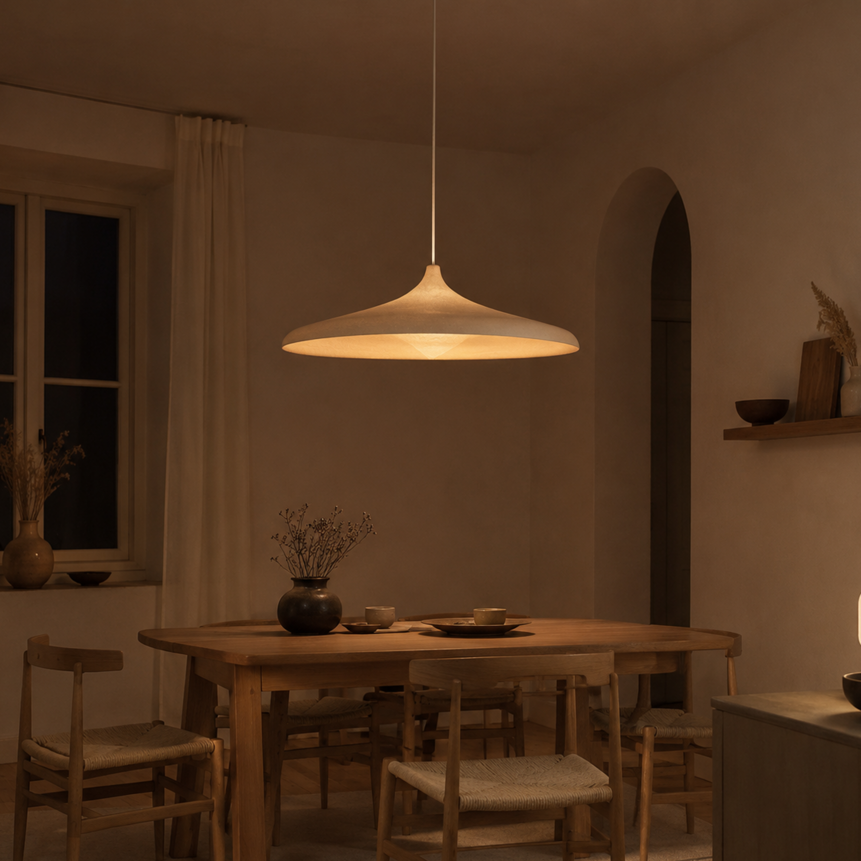 Lampada a sospensione LED wabi sabi giapponese effetto carta