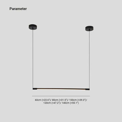 Lampada a sospensione lineare nera minimalista in metallo e acrilico, barra LED dimmerabile