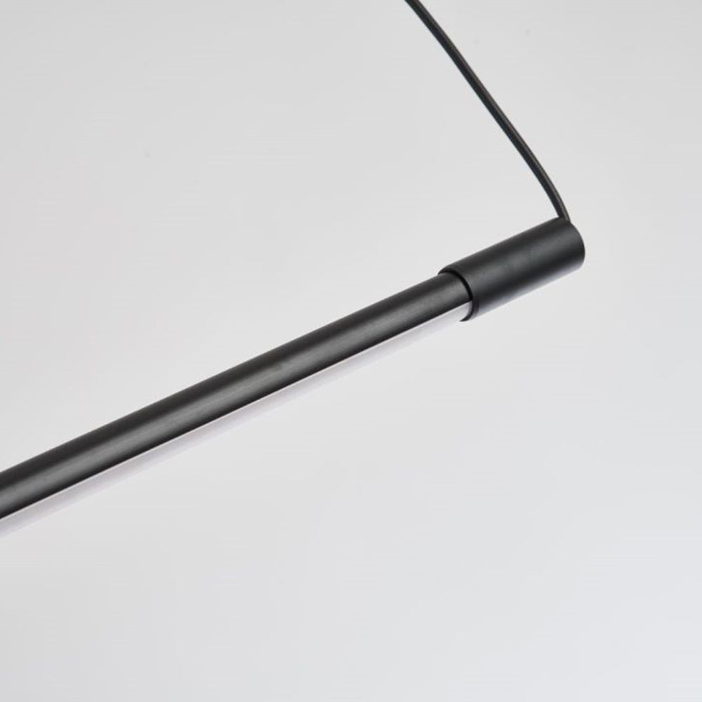 Lampada a sospensione lineare nera minimalista in metallo e acrilico, barra LED dimmerabile