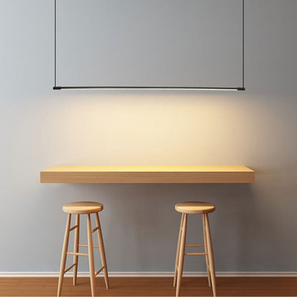 Lampada a sospensione lineare nera minimalista in metallo e acrilico, barra LED dimmerabile