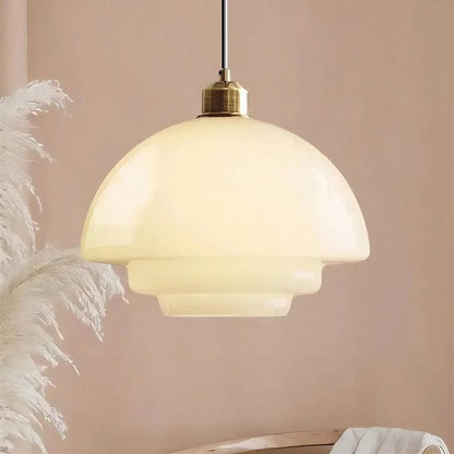 Lampada a sospensione minimalista in vetro stile mid century ad altezza regolabile