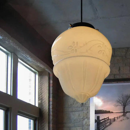 Lampada a sospensione moderna con paralume geometrico in vetro satinato