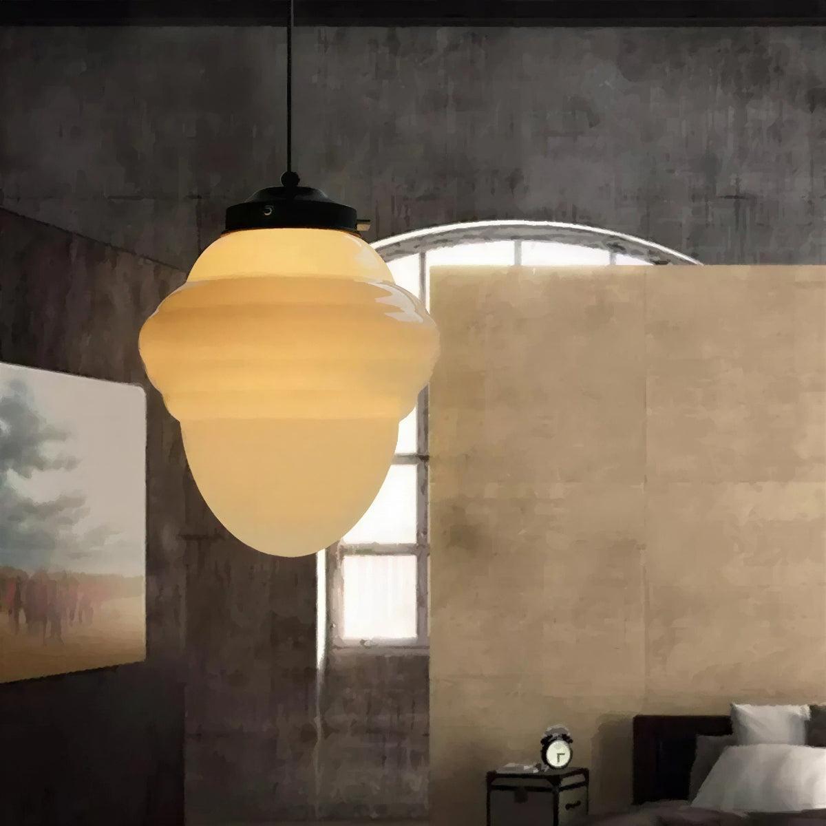 Lampada a sospensione moderna con paralume geometrico in vetro satinato