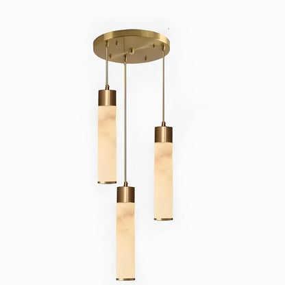 Lampada a sospensione moderna in alabastro con base in ottone