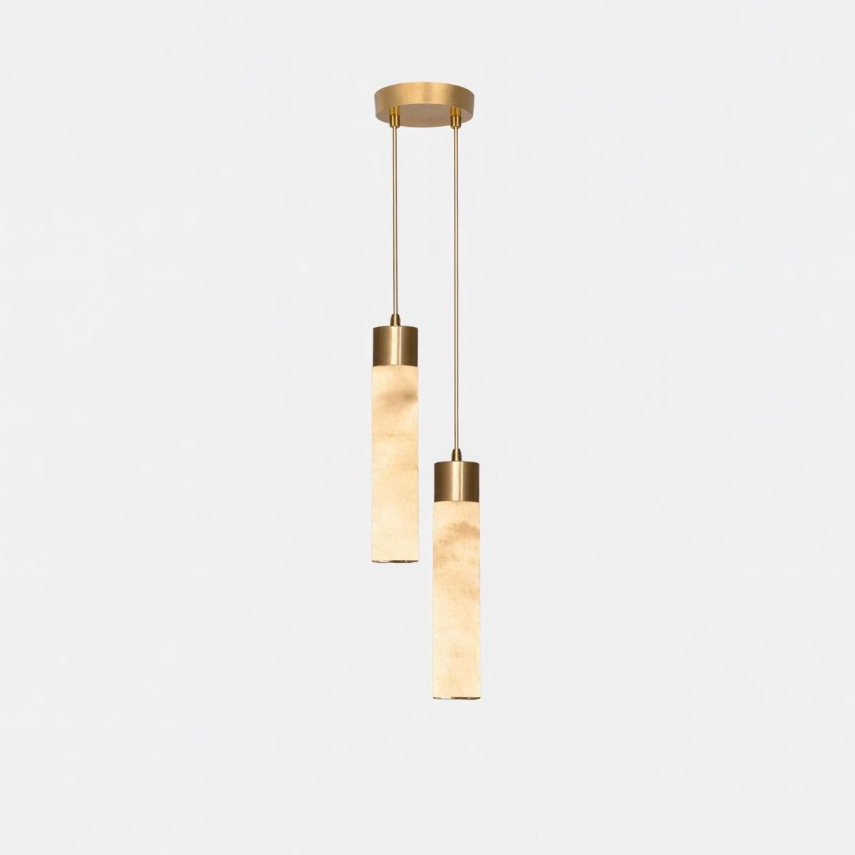 Lampada a sospensione moderna in alabastro con base in ottone