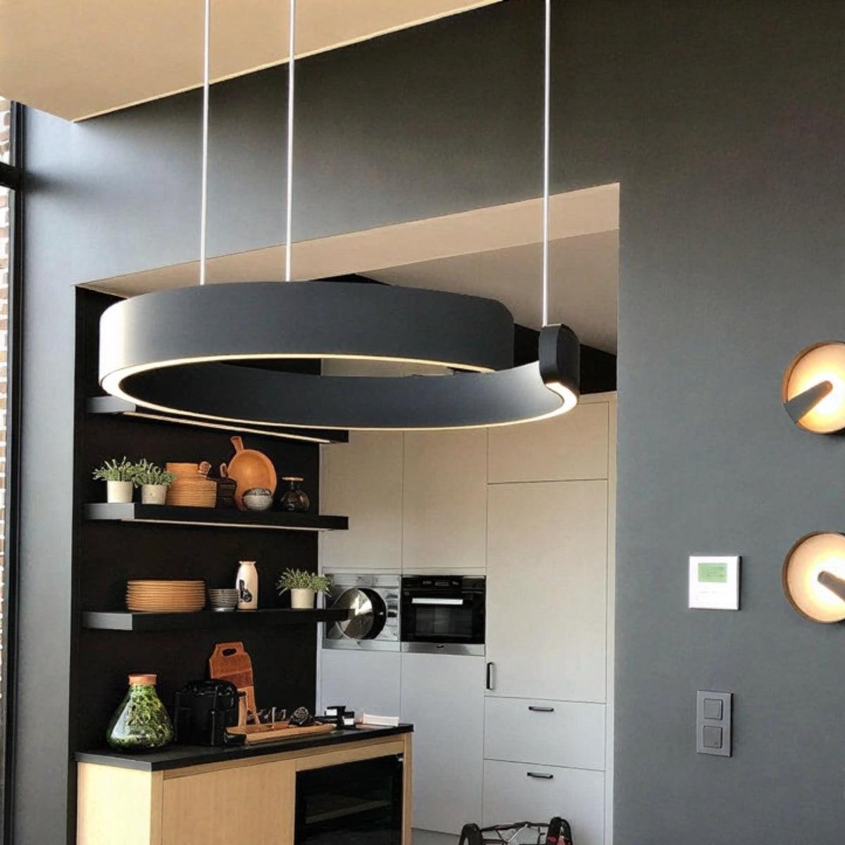 Lampada a sospensione moderna rotonda ad anello da soffitto