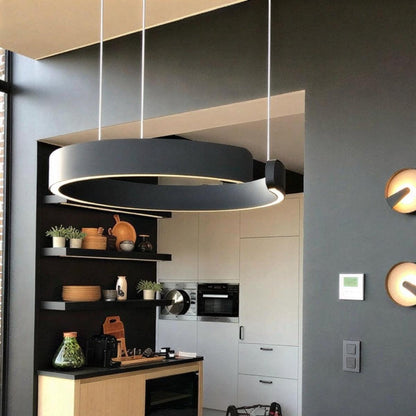 Lampada a sospensione moderna rotonda ad anello da soffitto