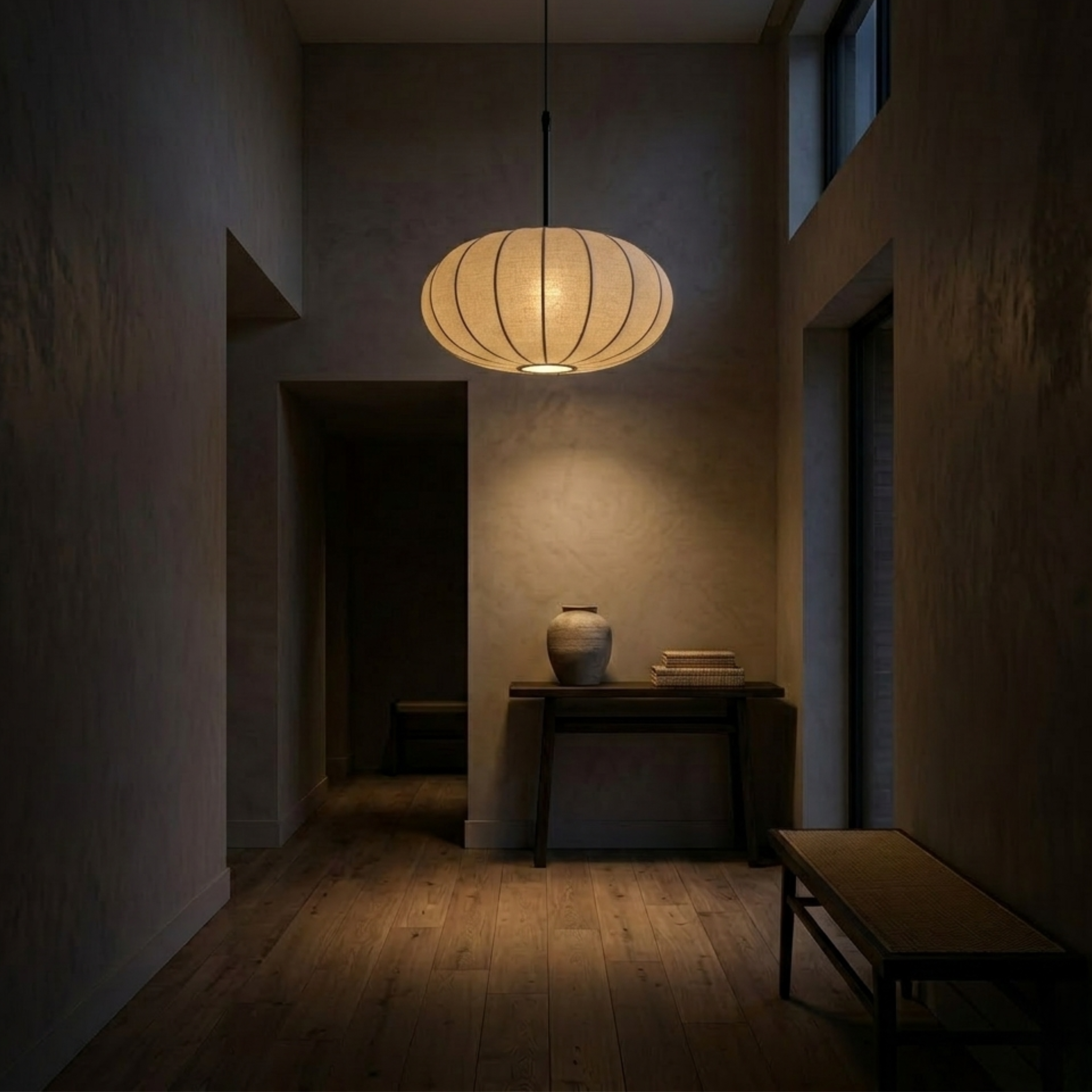 Lampada a sospensione ovale in seta bianca, stile scandinavo