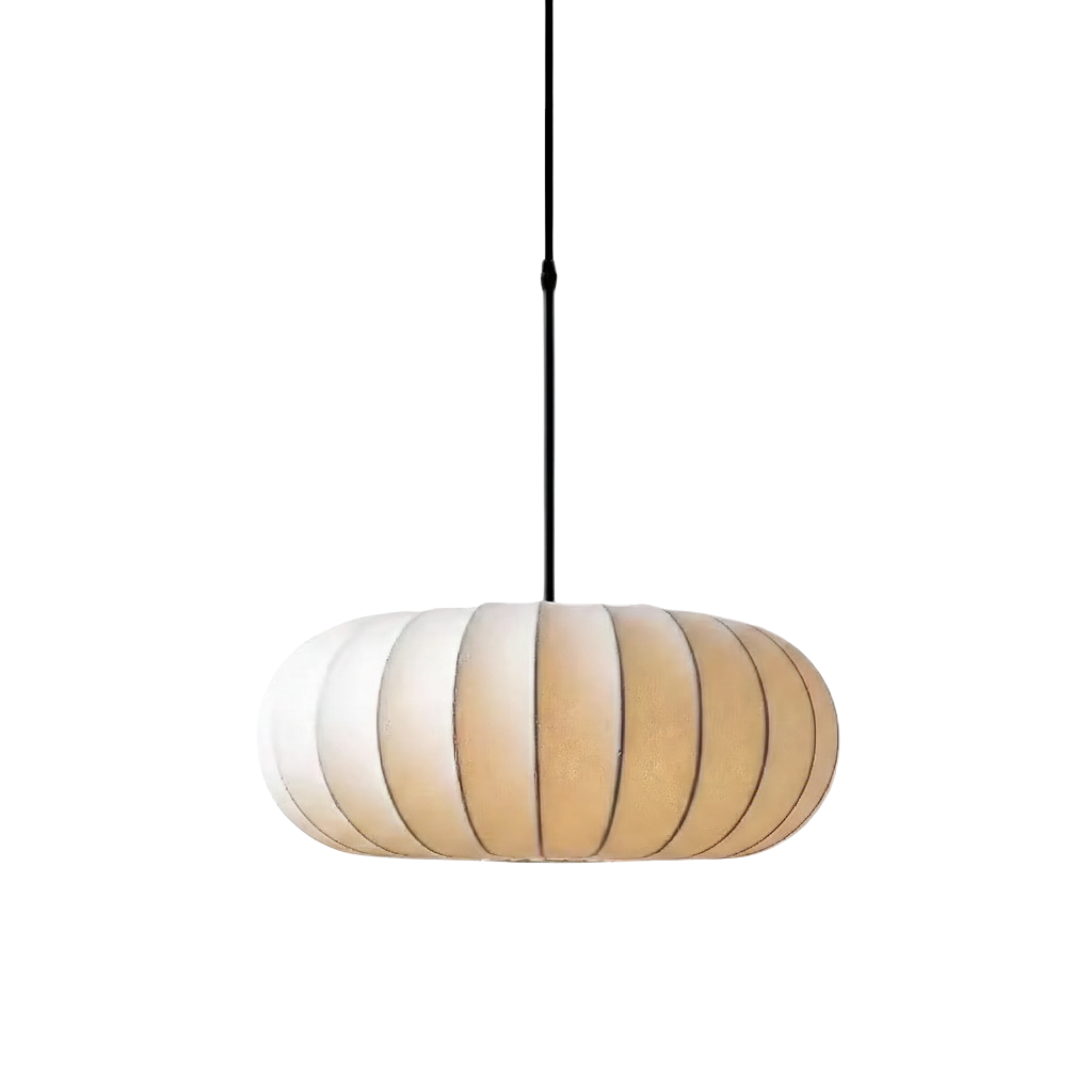 Lampada a sospensione ovale in seta bianca, stile scandinavo