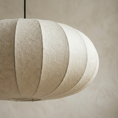 Lampada a sospensione ovale in seta bianca, stile scandinavo