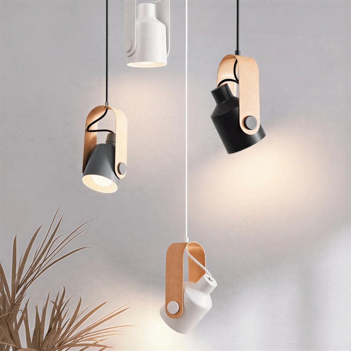 Lampada a sospensione per isola cucina con faretto e snodo orientabile