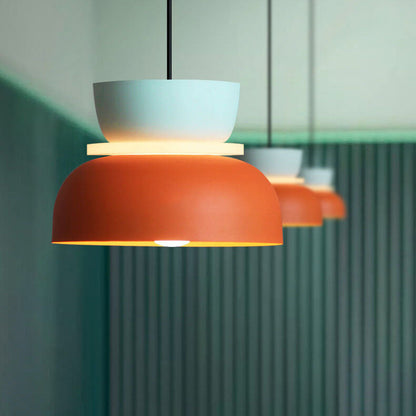 Lampada a sospensione scandinava a cupola in lega di zinco bicolore