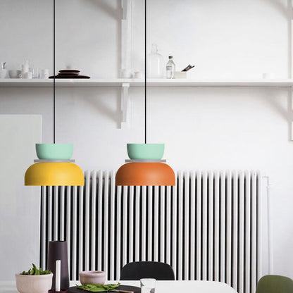 Lampada a sospensione scandinava a cupola in lega di zinco bicolore