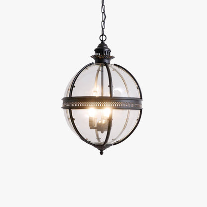 Lampada a sospensione vintage a globo in vetro con struttura in metallo rame o nero