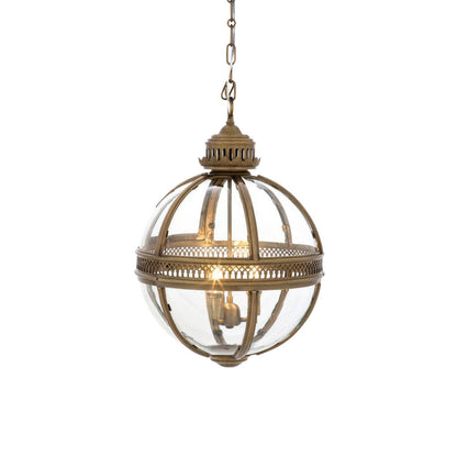 Lampada a sospensione vintage a globo in vetro con struttura in metallo rame o nero