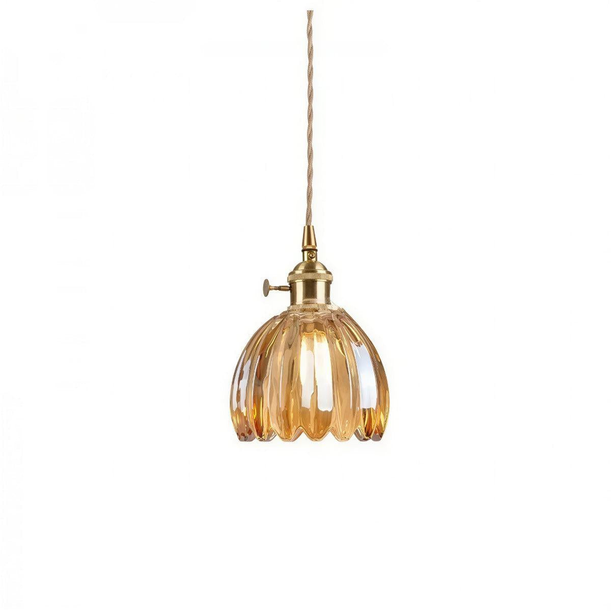 Lampada a sospensione vintage con paralume floreale in vetro e luce d'ambiente