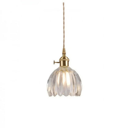 Lampada a sospensione vintage con paralume floreale in vetro e luce d'ambiente