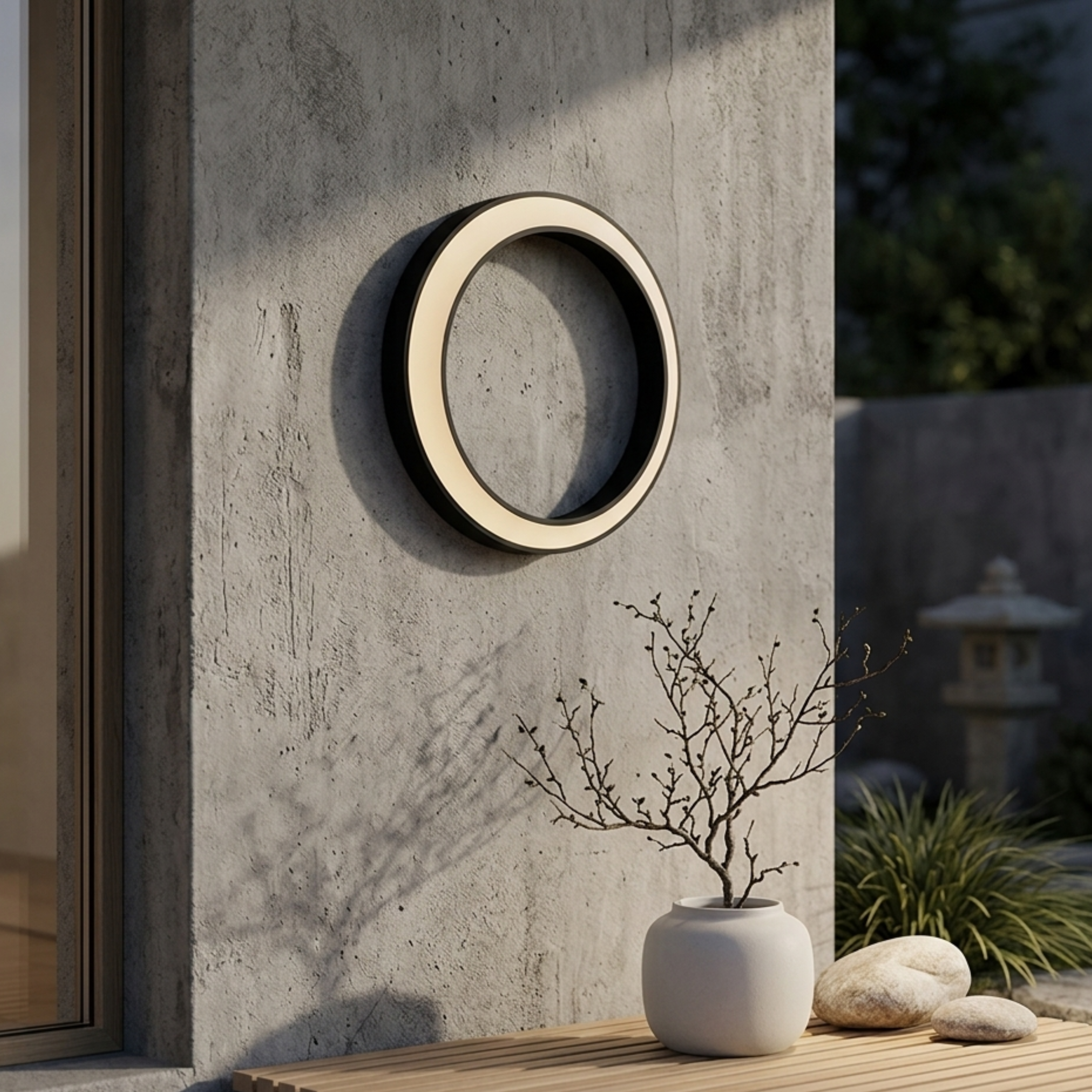 Lampada da giardino Eclipse circolare a luce bianca calda