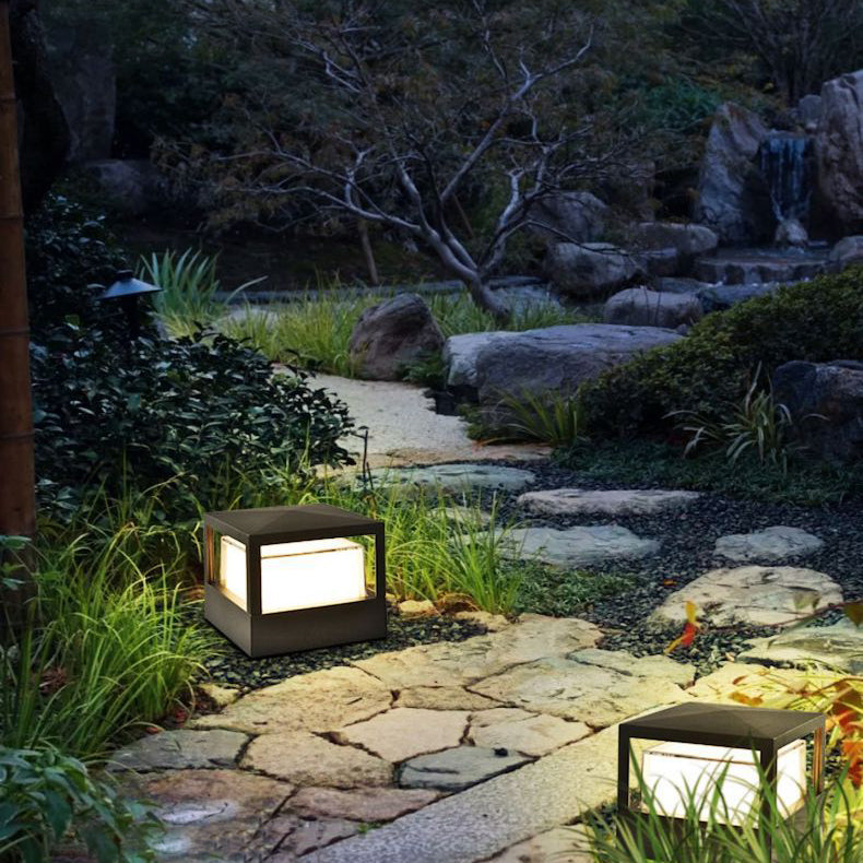 Lampada da giardino LED moderna in alluminio per pilastri, quadrata e rotonda