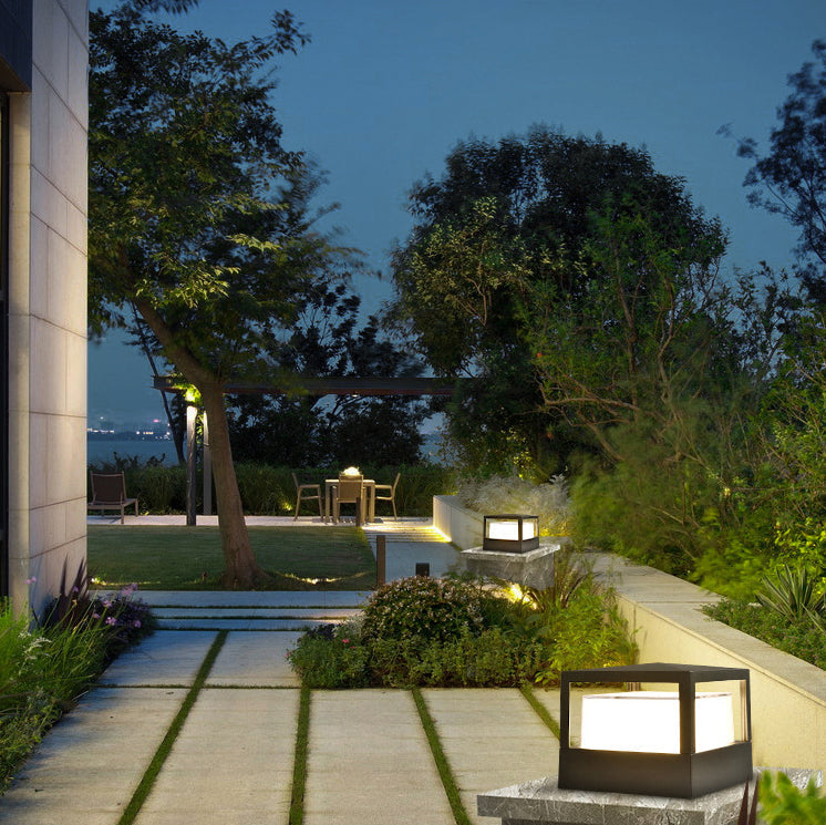 Lampada da giardino LED moderna in alluminio per pilastri, quadrata e rotonda