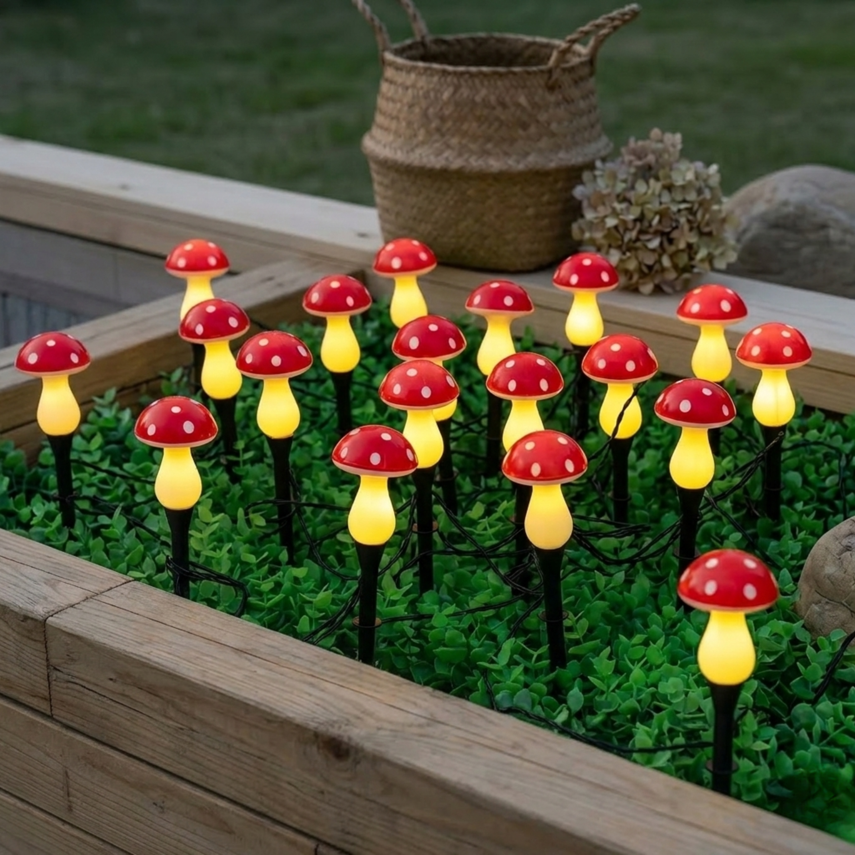 Lampada da giardino solare a fungo con 8 modalità di luce IP65
