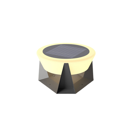 Lampada da giardino solare a LED nera moderna con base geometrica per patio ed esterni