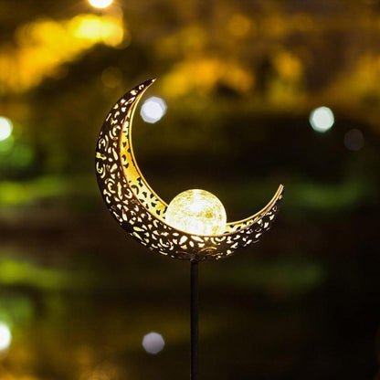 Lampada da giardino solare decorativa a mezzaluna con picchetto per vialetti