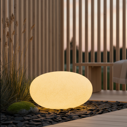 Lampada da giardino solare effetto pietra, ciottolo ovale da esterno