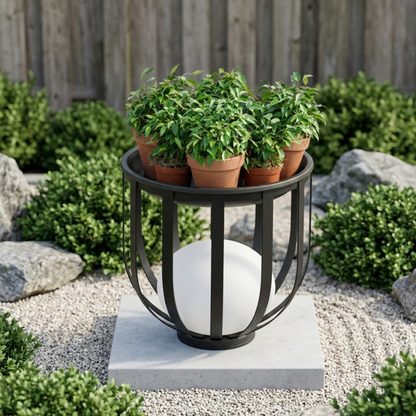 Lampada da giardino solare nera a fioriera, LED da esterno 55 cm