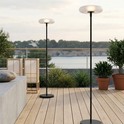 Lampada da giardino solare nera a LED da terra per vialetti e terrazze