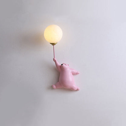 Lampada da parete a forma di orsetto con palloncino per cameretta e camera da letto