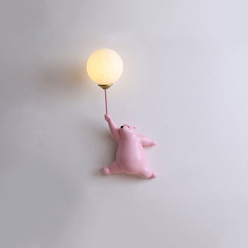 Lampada da parete a forma di orsetto con palloncino per cameretta e camera da letto