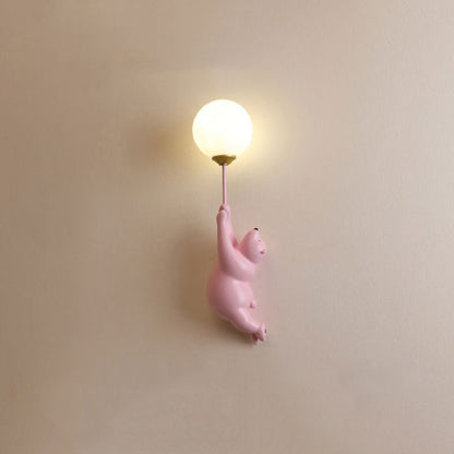 Lampada da parete a forma di orsetto con palloncino per cameretta e camera da letto