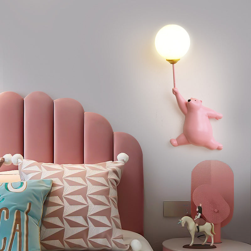 Lampada da parete a forma di orsetto con palloncino per cameretta e camera da letto