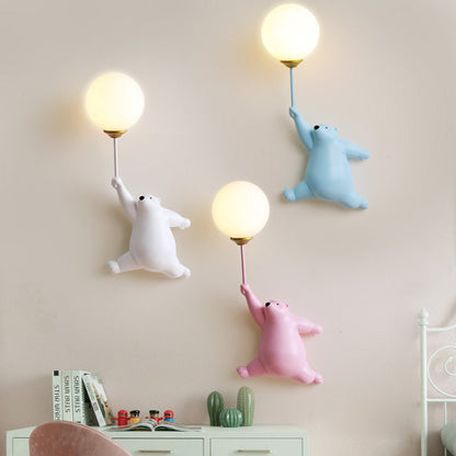 Lampada da parete a forma di orsetto con palloncino per cameretta e camera da letto