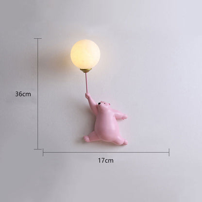 Lampada da parete a forma di orsetto con palloncino per cameretta e camera da letto