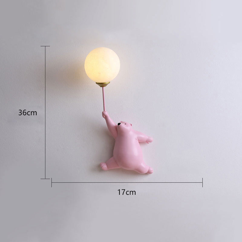 Lampada da parete a forma di orsetto con palloncino per cameretta e camera da letto