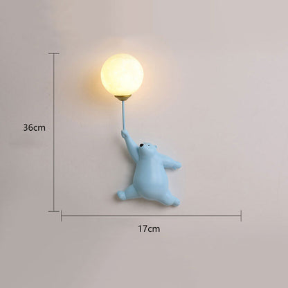 Lampada da parete a forma di orsetto con palloncino per cameretta e camera da letto