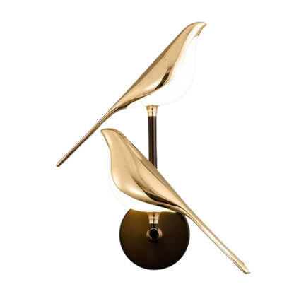 Lampada da parete a silhouette di uccello color oro, applique moderna