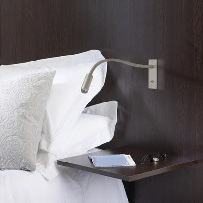 Lampada da parete da lettura LED regolabile in bronzo con braccio a collo di cigno