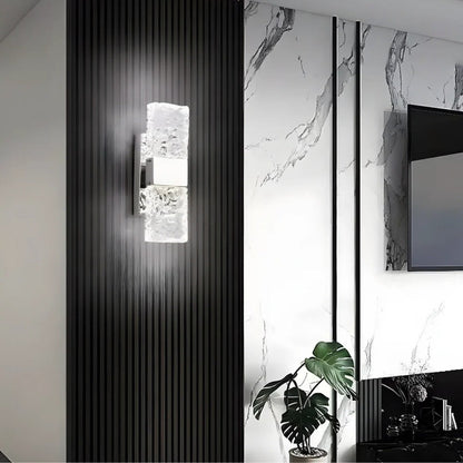 Lampada da parete in cristallo effetto ghiaccio con LED integrato