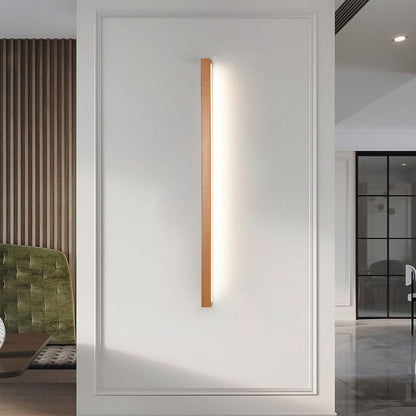 Lampada da parete LED lineare in legno a barra per specchio da bagno minimalista